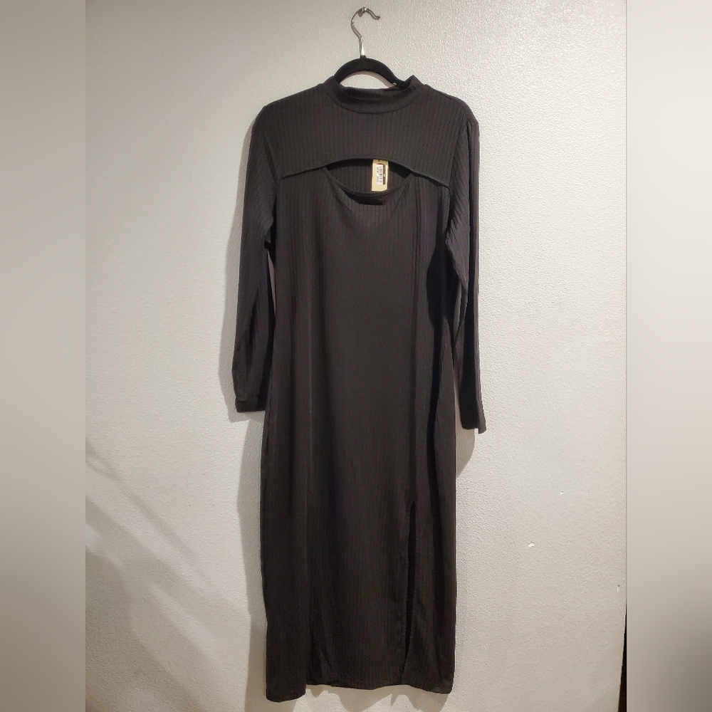 Agnes Orinda Women's Plus Size Bodycon Knee Slim Cut-Out Dresses Black 2X